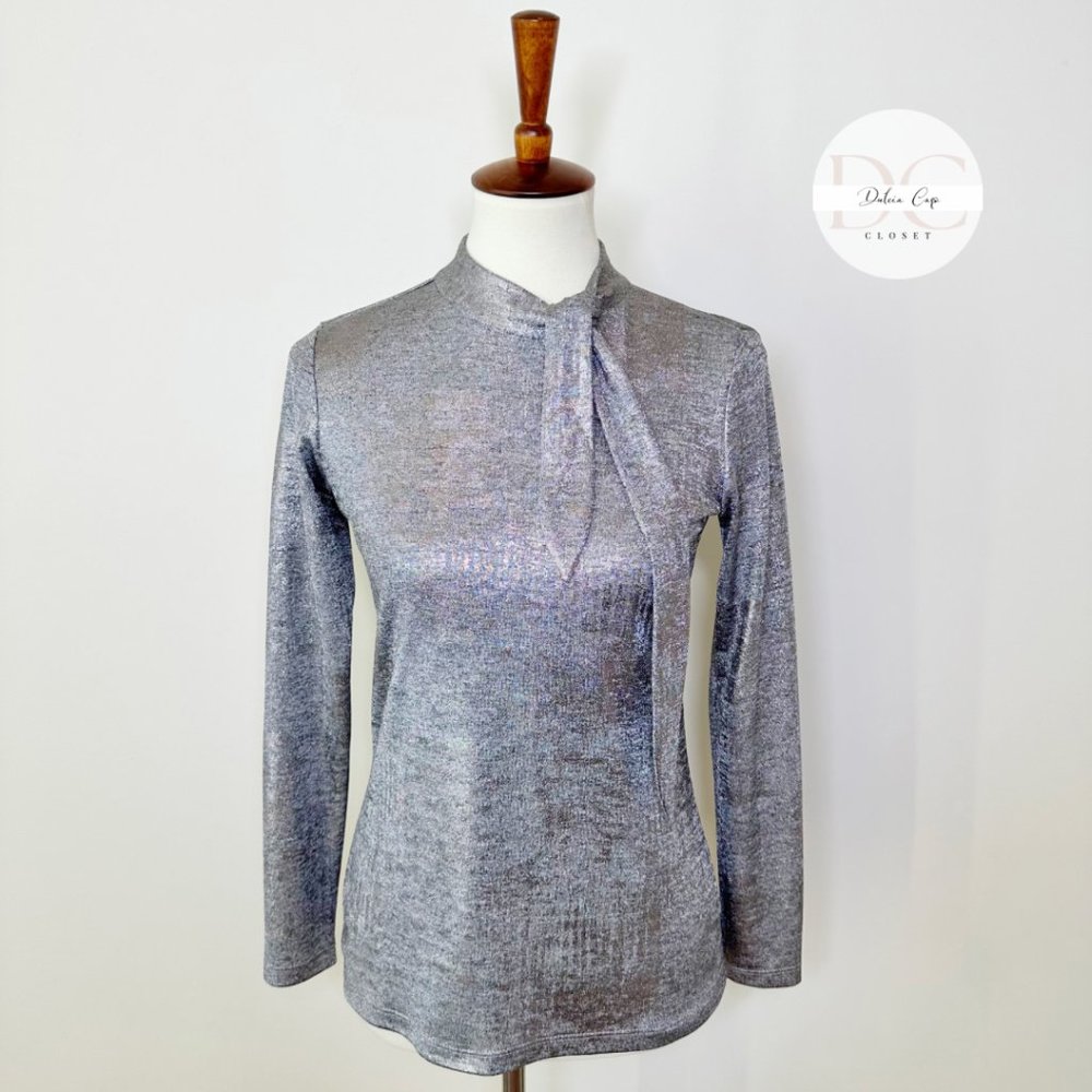 JULIO Silver Blouse Collared Neck Size 2